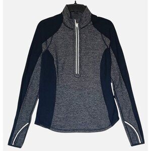 Lululemon Run U-Turn Mini Check Pique Black White Reversible Zip Pullover